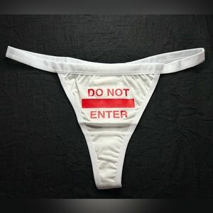 NWOT Sexy White Thong Underwear with Red Print